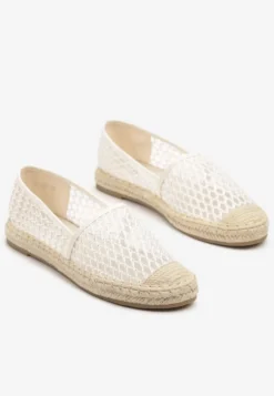 Beżowe Espadryle z Siateczkową Cholewką i Plecionką Lillevi