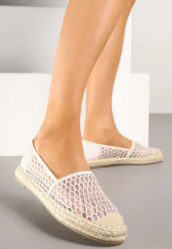 Beżowe Espadryle z Siateczkową Cholewką i Plecionką Lillevi
