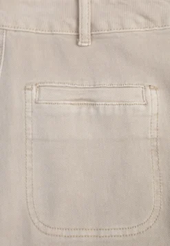 Beżowe Jeansy High Waist Wide Leg z Bawełny z Naszytymi Kieszonkami Yrelelin