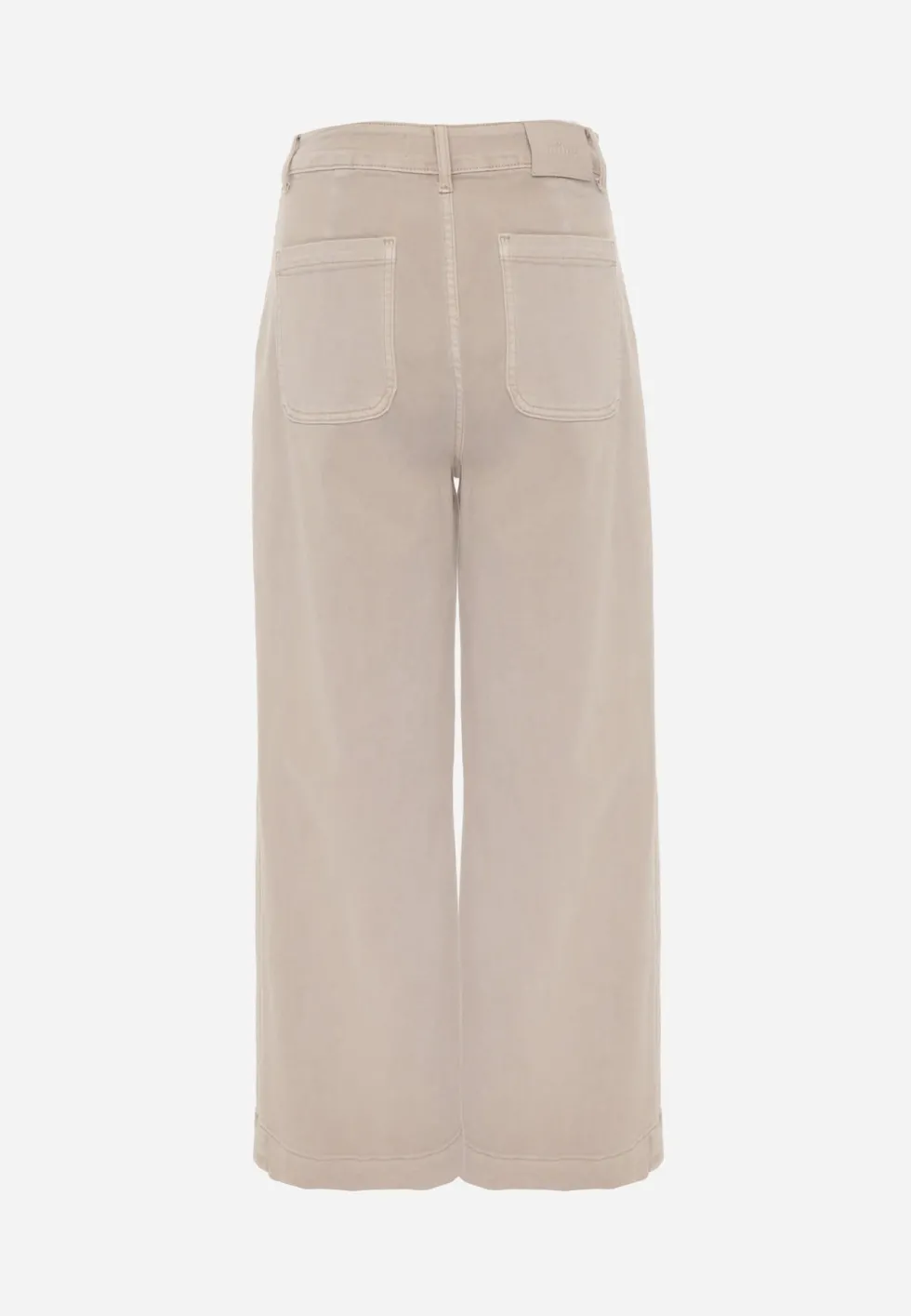 Beżowe Jeansy High Waist Wide Leg z Bawełny z Naszytymi Kieszonkami Yrelelin