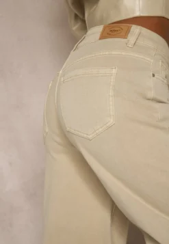 Beżowe Jeansy High Waist Wide Leg Meorise
