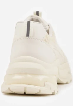 Beżowe Klasyczne Sneakersy Sznurowane na Niskiej Platformie Lenivia