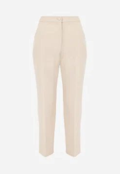 Beżowe Klasyczne Spodnie VICES Garniturowe High Waist Dimaia