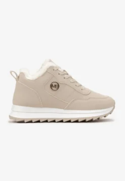 Beżowe Ocieplane Sneakersy na Platformie Appopis