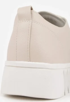 Beżowe Płaskie Sneakersy Vices ze Sznurowaniem Lorori
