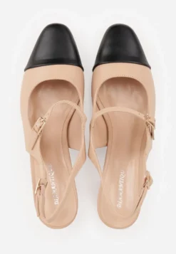 Beżowe Sandały na Słupku Slingback Ozdobione Paskiem Divolia