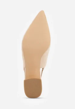 Beżowe Sandały na Słupku Vices Slingback ze Skórzaną Wkładką Vevoline
