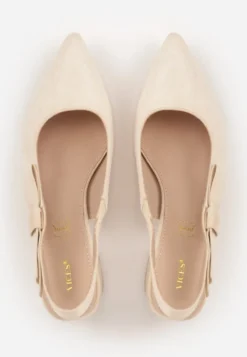 Beżowe Sandały na Słupku Vices Slingback ze Skórzaną Wkładką Vevoline