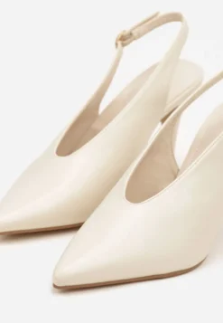 Beżowe Sandały Slingback na Obcasie Typu Szpilka Latira