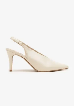 Beżowe Sandały Slingback na Obcasie Typu Szpilka Latira