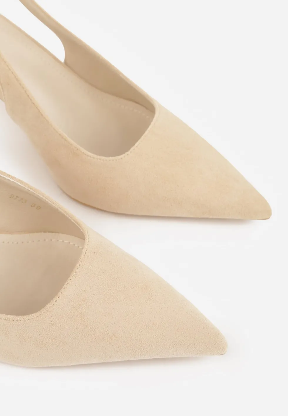 Beżowe Sandały Slingback na Szpilce z Imitacji Zamszu Carilona