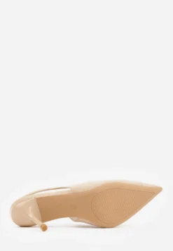 Beżowe Sandały Slingback na Szpilce z Imitacji Zamszu Carilona
