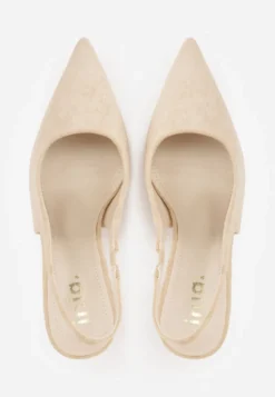 Beżowe Sandały Slingback na Szpilce z Imitacji Zamszu Carilona