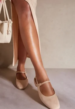 Beżowe Sandały Slingback Vices z Wkładką ze Skóry Naturalnej Sovritia