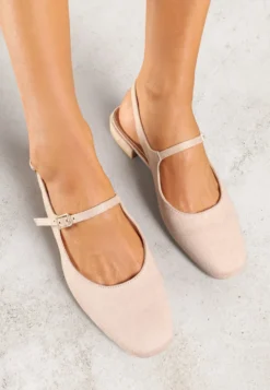 Beżowe Sandały Slingback Vices z Wkładką ze Skóry Naturalnej Sovritia