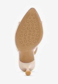 Beżowe Sandały Slingback VICES na Szpilce z Odkrytym Noskiem Blooma