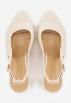 Beżowe Sandały Slingback VICES na Szpilce z Odkrytym Noskiem Blooma