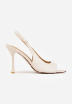 Beżowe Sandały Slingback VICES na Szpilce z Odkrytym Noskiem Blooma