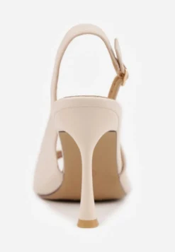 Beżowe Sandały Slingback VICES na Szpilce z Odkrytym Noskiem Blooma