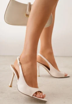 Beżowe Sandały Slingback VICES na Szpilce z Odkrytym Noskiem Blooma