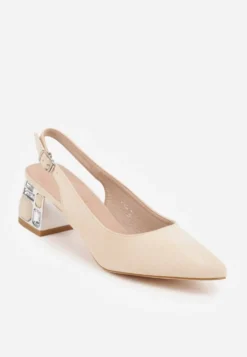 Beżowe Sandały Vices na Ozdobnym Słupku Typu Slingback ze Skórzaną Wkładką Eraliora