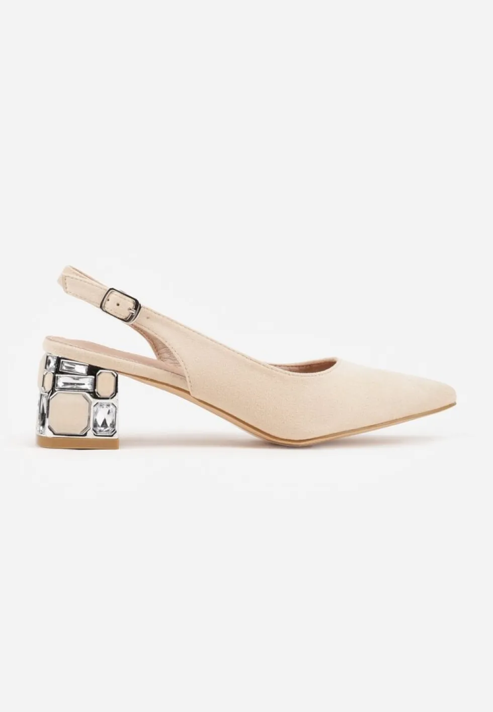 Beżowe Sandały Vices na Ozdobnym Słupku Typu Slingback ze Skórzaną Wkładką Eraliora