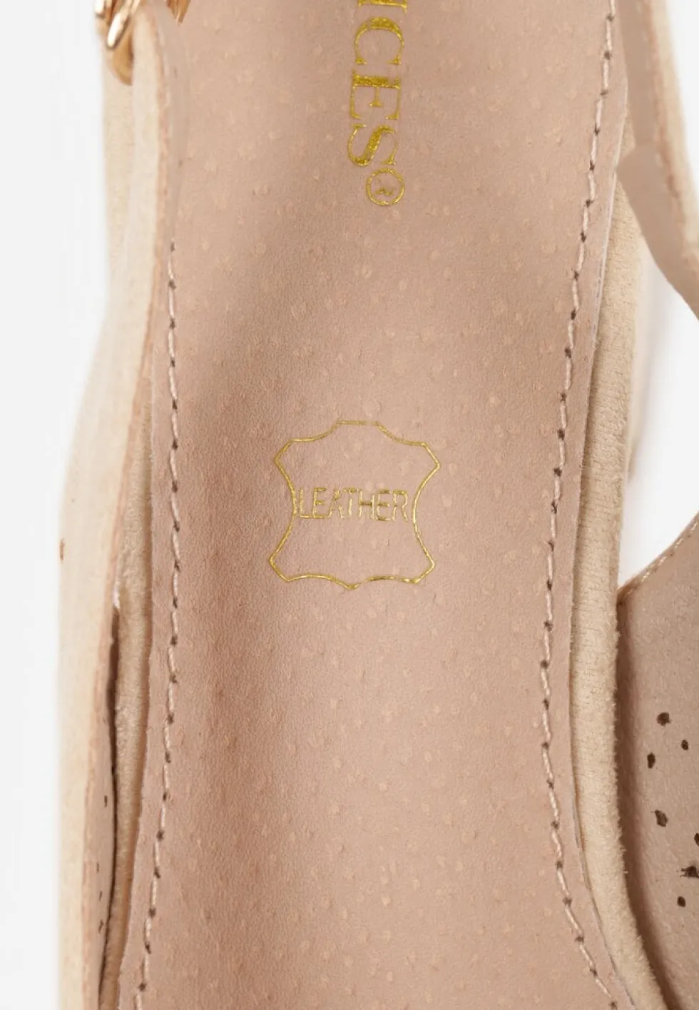 Beżowe Sandały Vices na Słupku Slingback ze Skórzaną Wkładką i Ażurowym Wzorem Iffinira