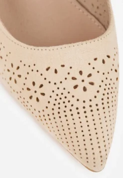 Beżowe Sandały Vices na Słupku Slingback ze Skórzaną Wkładką i Ażurowym Wzorem Iffinira