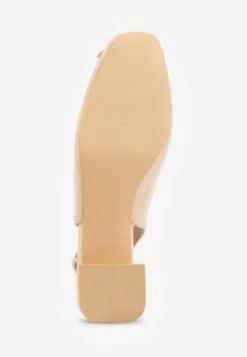 Beżowe Sandały Vices na Słupku Slingback ze Skórzaną Wkładką i Cyrkoniami Nimirune