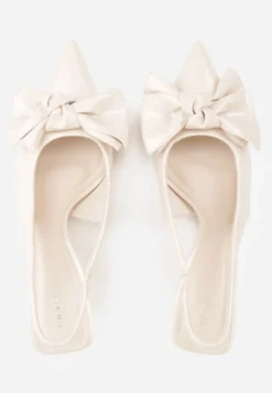 Beżowe Sandały Vices na Szpilce Slingback Ozdobione Kokardą Nilendria