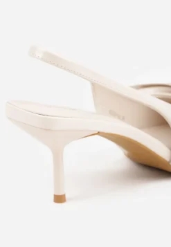 Beżowe Sandały Vices na Szpilce Slingback Ozdobione Kokardą Nilendria