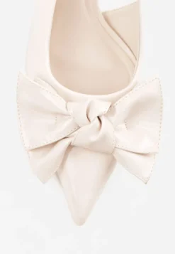 Beżowe Sandały Vices na Szpilce Slingback Ozdobione Kokardą Nilendria