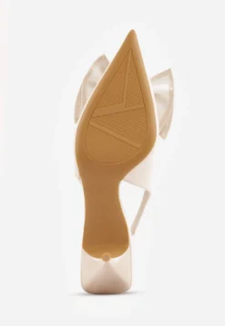 Beżowe Sandały Vices na Szpilce Slingback Ozdobione Kokardą Nilendria