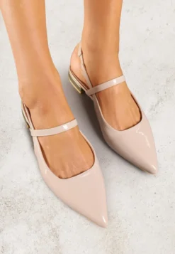 Beżowe Sandały Vices Typu Slingback ze Skórzaną Wkładką i Metaliczną Ozdobą Milozi