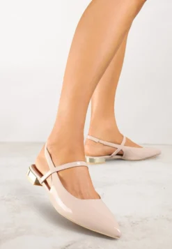 Beżowe Sandały Vices Typu Slingback ze Skórzaną Wkładką i Metaliczną Ozdobą Milozi