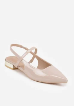 Beżowe Sandały Vices Typu Slingback ze Skórzaną Wkładką i Metaliczną Ozdobą Milozi