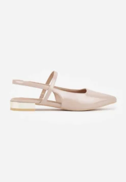 Beżowe Sandały Vices Typu Slingback ze Skórzaną Wkładką i Metaliczną Ozdobą Milozi