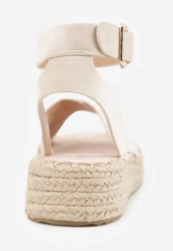Beżowe Sandały z Plecionki w Stylu Boho VICES z Paskami w Kształcie X Nahmala