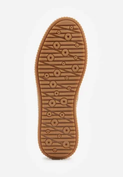 Beżowe Skórzane Sneakersy w Stylu Tenisówek z Geometrycznym Wzorem Halossea