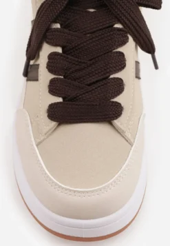 Beżowe Sneakersy Basic z Paskami na Boku Adila