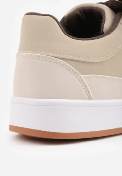 Beżowe Sneakersy Basic z Paskami na Boku Adila