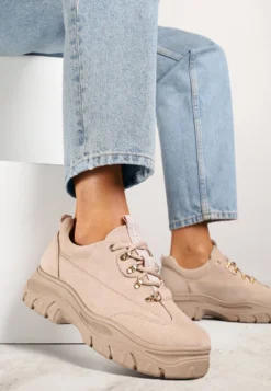 Beżowe Sneakersy Farwynn