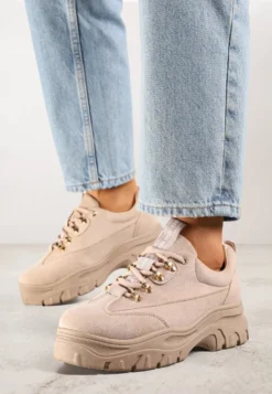 Beżowe Sneakersy Farwynn