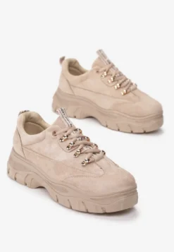 Beżowe Sneakersy Farwynn