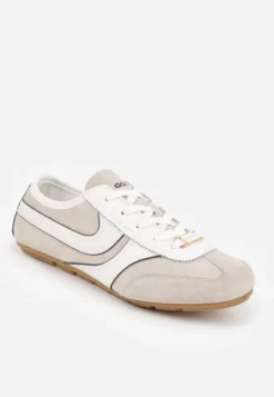 Beżowe Sneakersy Klasyczne Tenisówki z Zamszu Naturalnego Talanashta