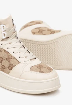 Beżowe Sneakersy na Grubej Podeszwie za Kostkę Melainthe