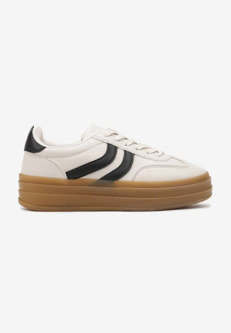 Beżowe Sneakersy na Grubszej Podeszwie z Przeszyciami Erisosa