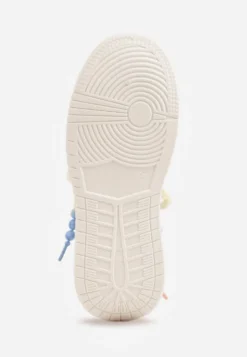 Beżowe Sneakersy na Platformie z Koralikami Amovanna