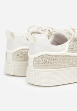 Beżowe Sneakersy na Platformie Ozdobione Cyrkoniami Kyllyss