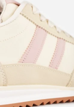 Beżowe Sneakersy Ozdobione Dwoma Paskami Lannatea